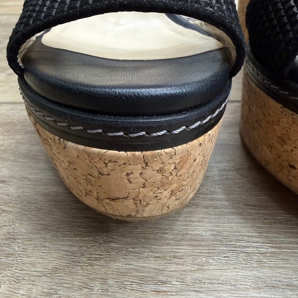 Jimmy Choo Naylor 135 Platform Sandals Black Suede Cork Heel Ankle‎ Strap Buckle - Picture 6 of 16